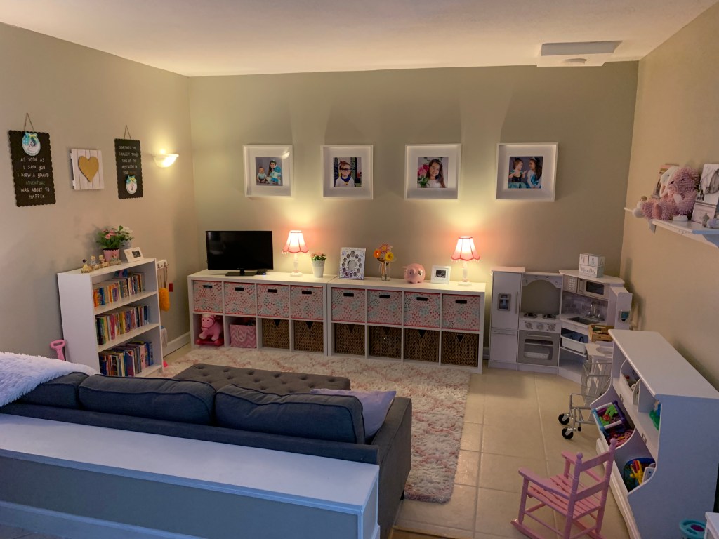 Kids’ playroom before being transformed into Pizza Planet for Toy Story party