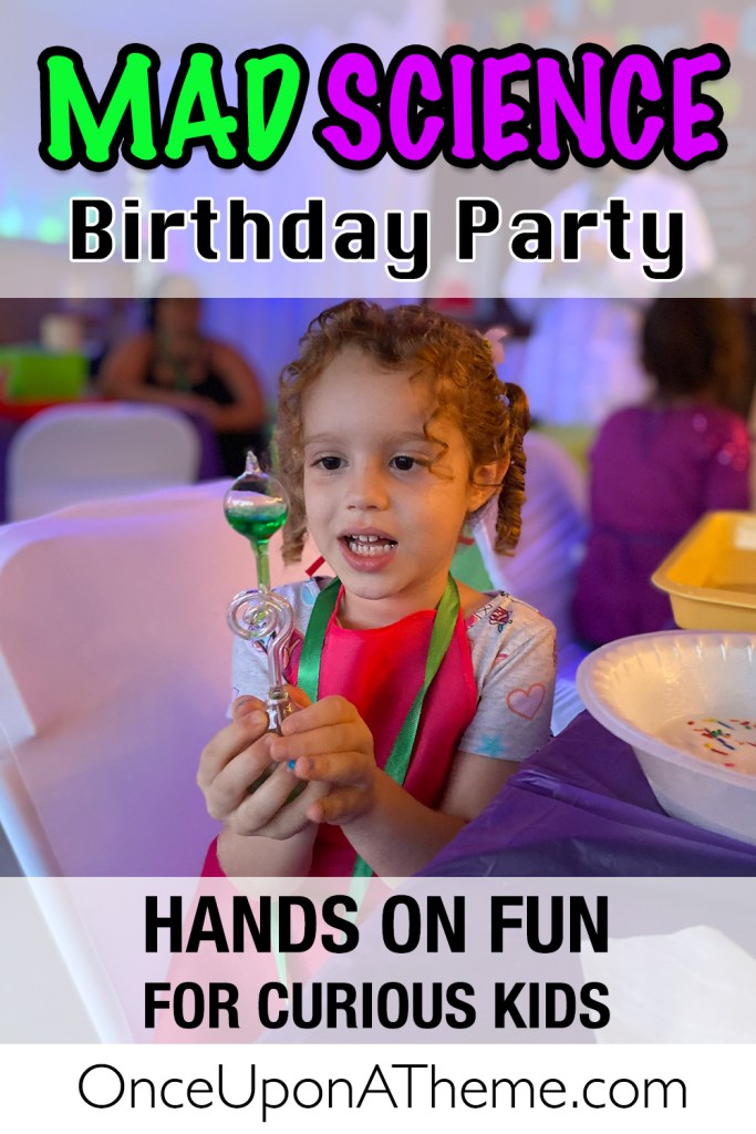 Child holding a bubbling hand boiler experiment at a Mad Science birthday party. A fun hands-on STEM activity perfect for kids’ science-themed celebrations.