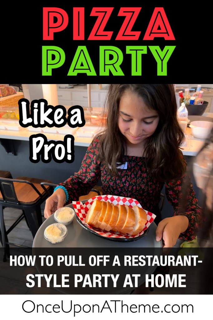 Pizza party like a pro—restaurant-style birthday celebration at home featuring kids role play as kitchen staff and servers with authentic pizzeria details.